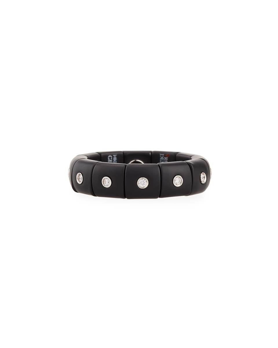 Black Ceramic Eternity Band Ring with Diamonds